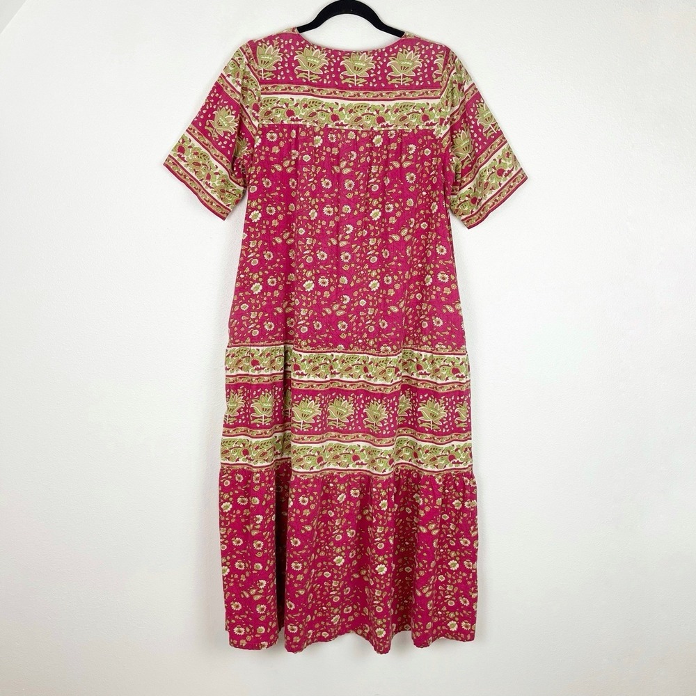 Vermont Country Store Dress S Pink Yellow Cotton Floral Muumuu Dress Housedress - Picture 3 of 10